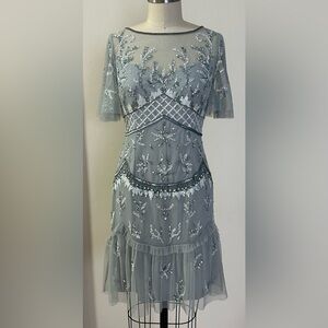 Adrianna Papell Embellished Mesh Dress